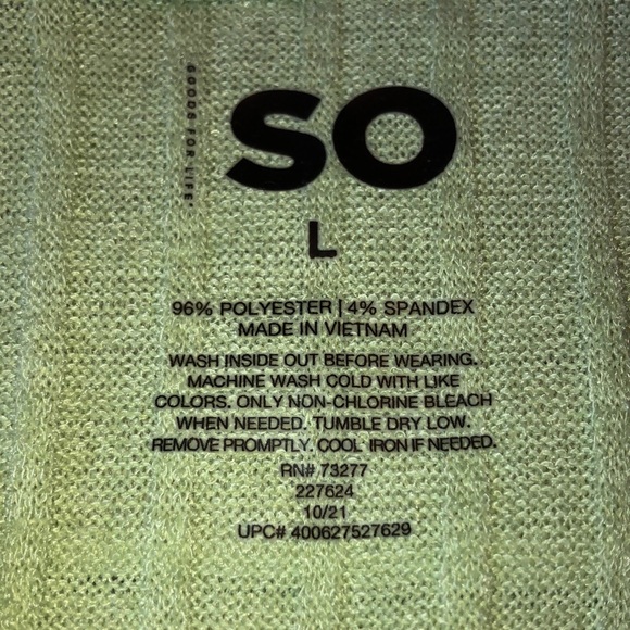 “SO” variegated rib knit, button front, baby tee w/lettuce edge - junior size L - Picture 4 of 7